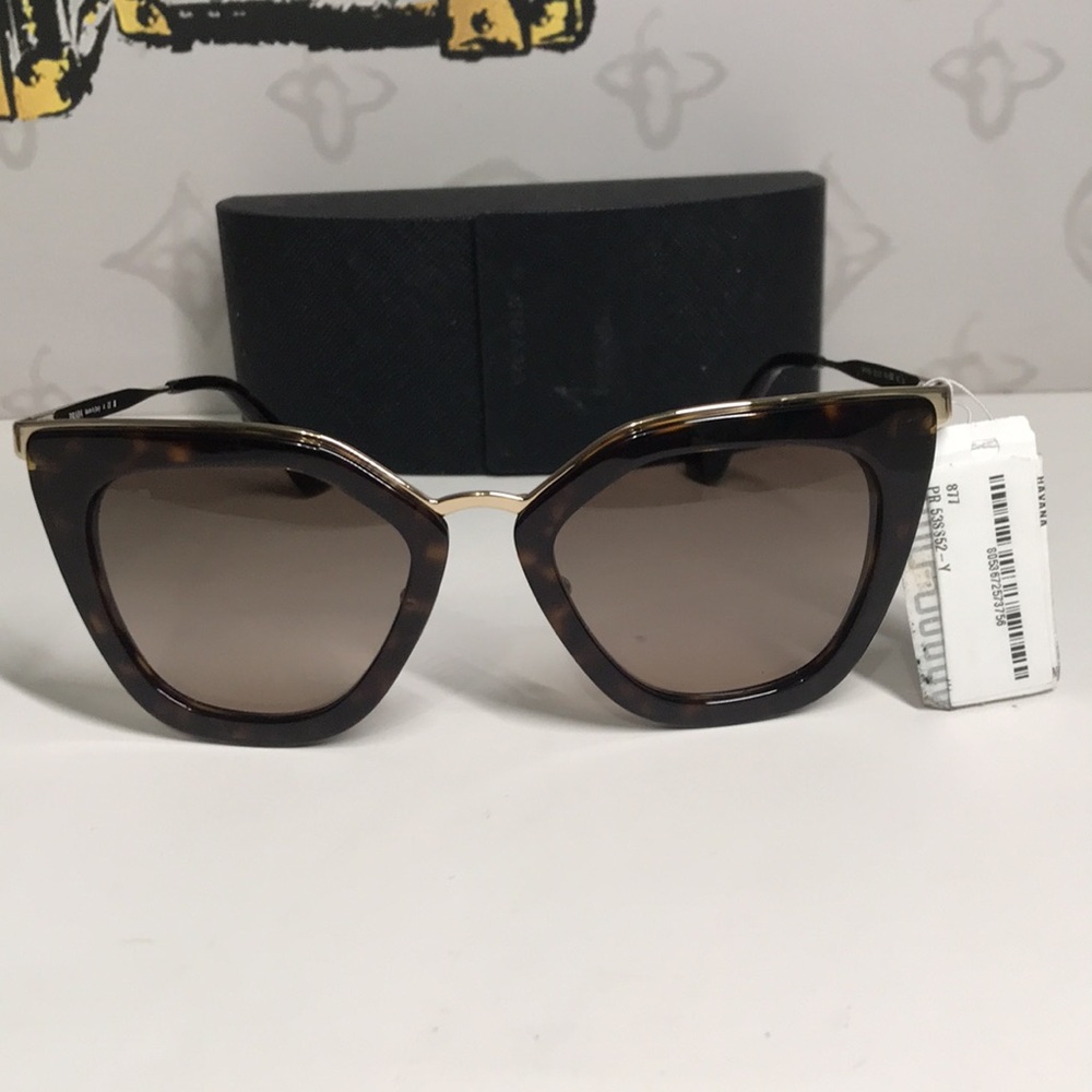 New Authentic Prada PR53S 2AU-3D0 – Havana Brown Gradient Cat-Eye Sunglasses - Picture 5 of 14